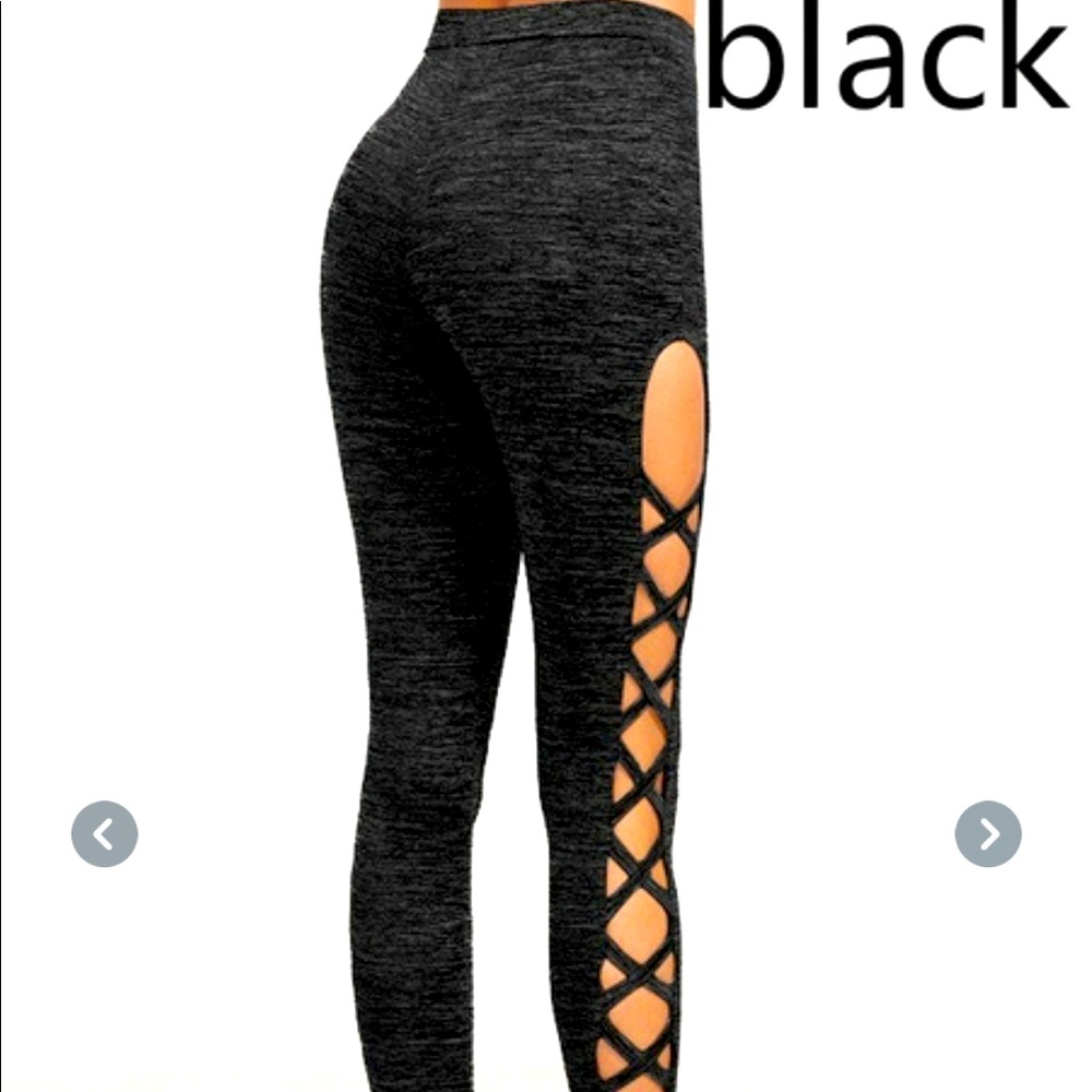 Black/dark grey side high cutout legging size M